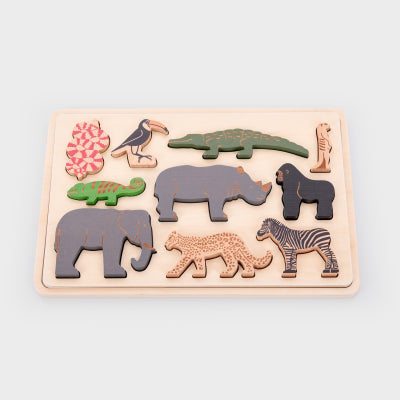 WOODEN SAFARI ANIMALS, PK10