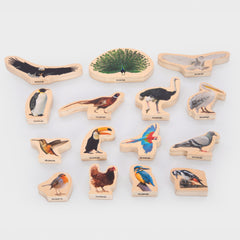 WOODEN BIRD BLOCKS, PK15