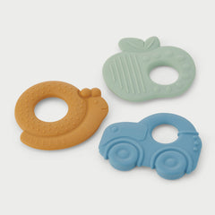 SILISOFT SENSORY TEETHERS (NEUTRAL) APPLE, CAR, SNAIL, PK3
