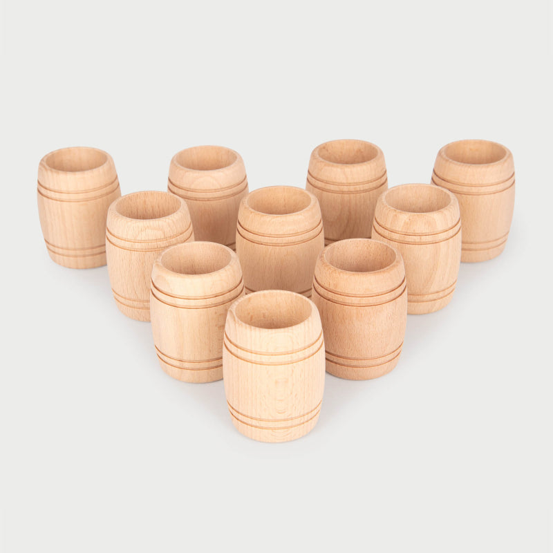 NATURAL WOODEN BARRELS , PK10