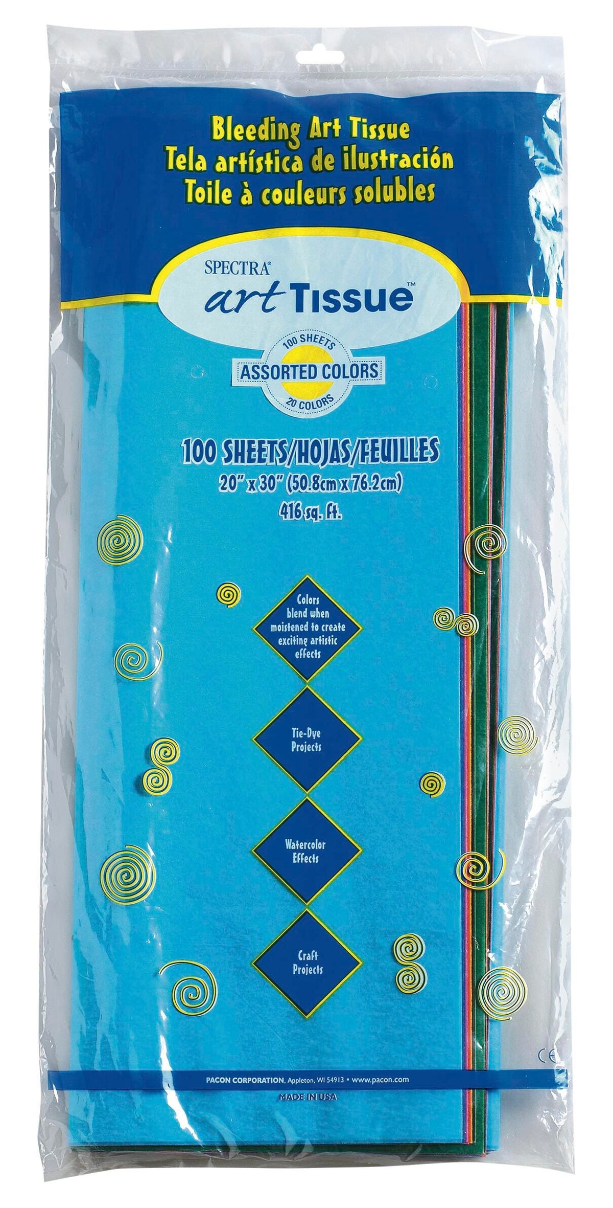 TISSUE SPECTRA 20X30 STANDARD COLORS PK OF 100