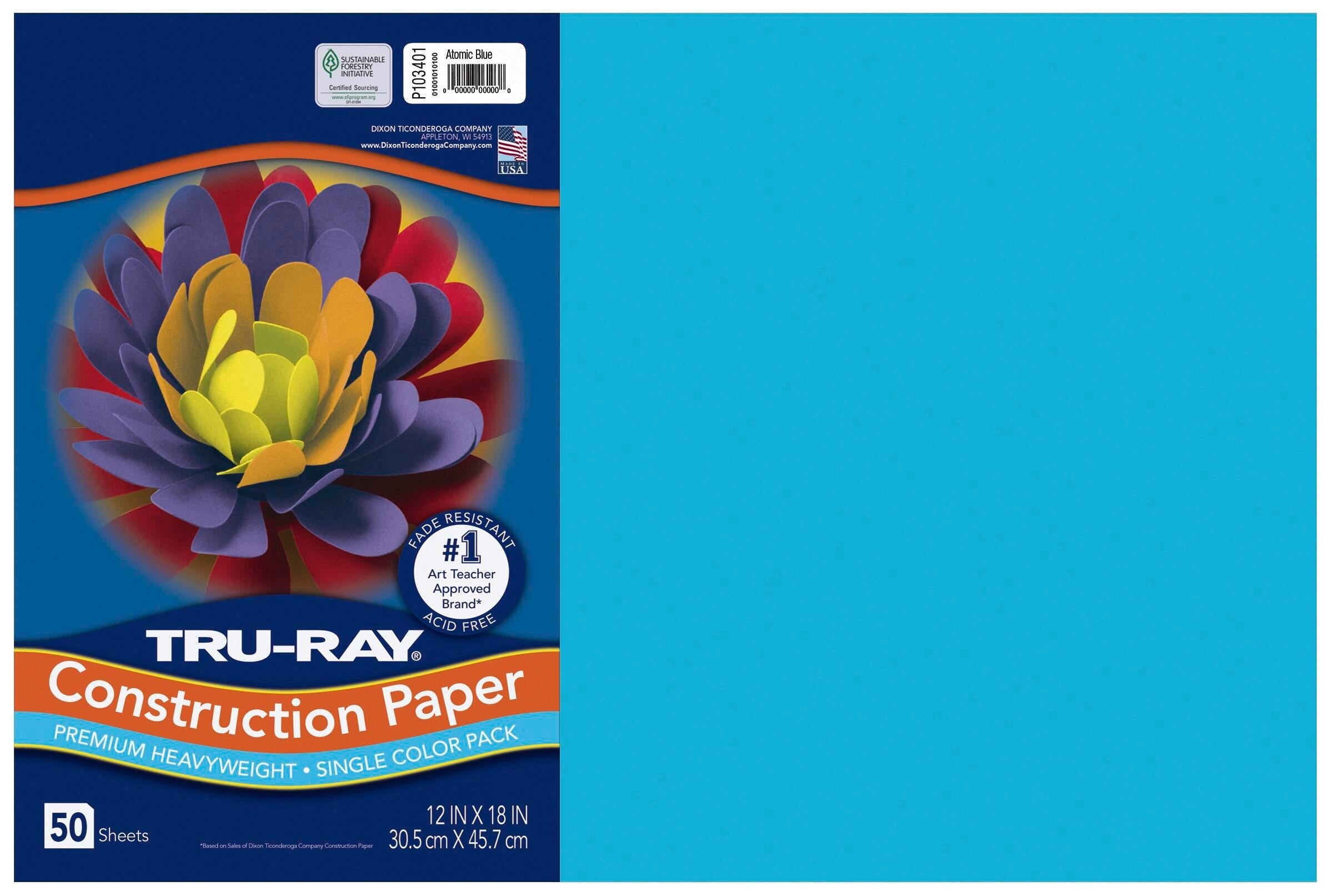CONST PPR 12X18 ATOMIC BLUE TRURAY 50 SHTS