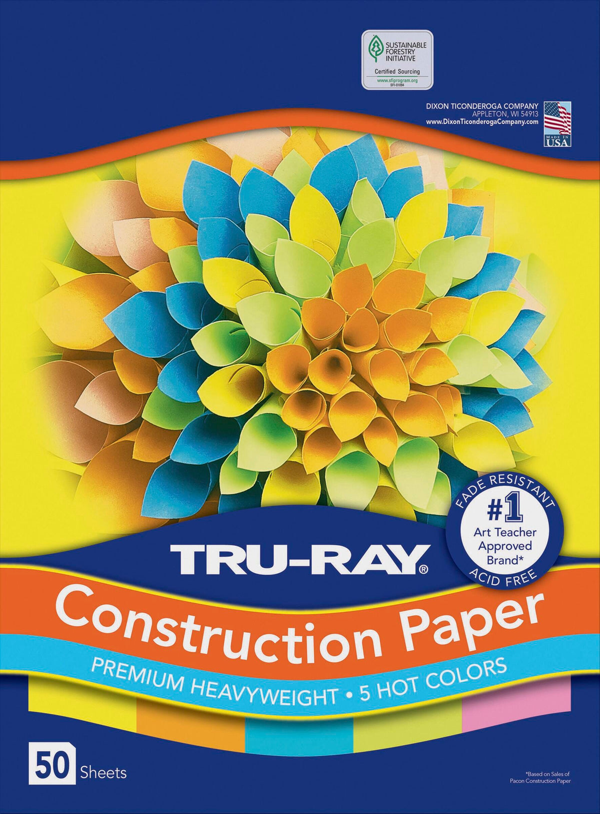 CONST PPR 12X18 HOT COLORS TRURAY 50 SHTS
