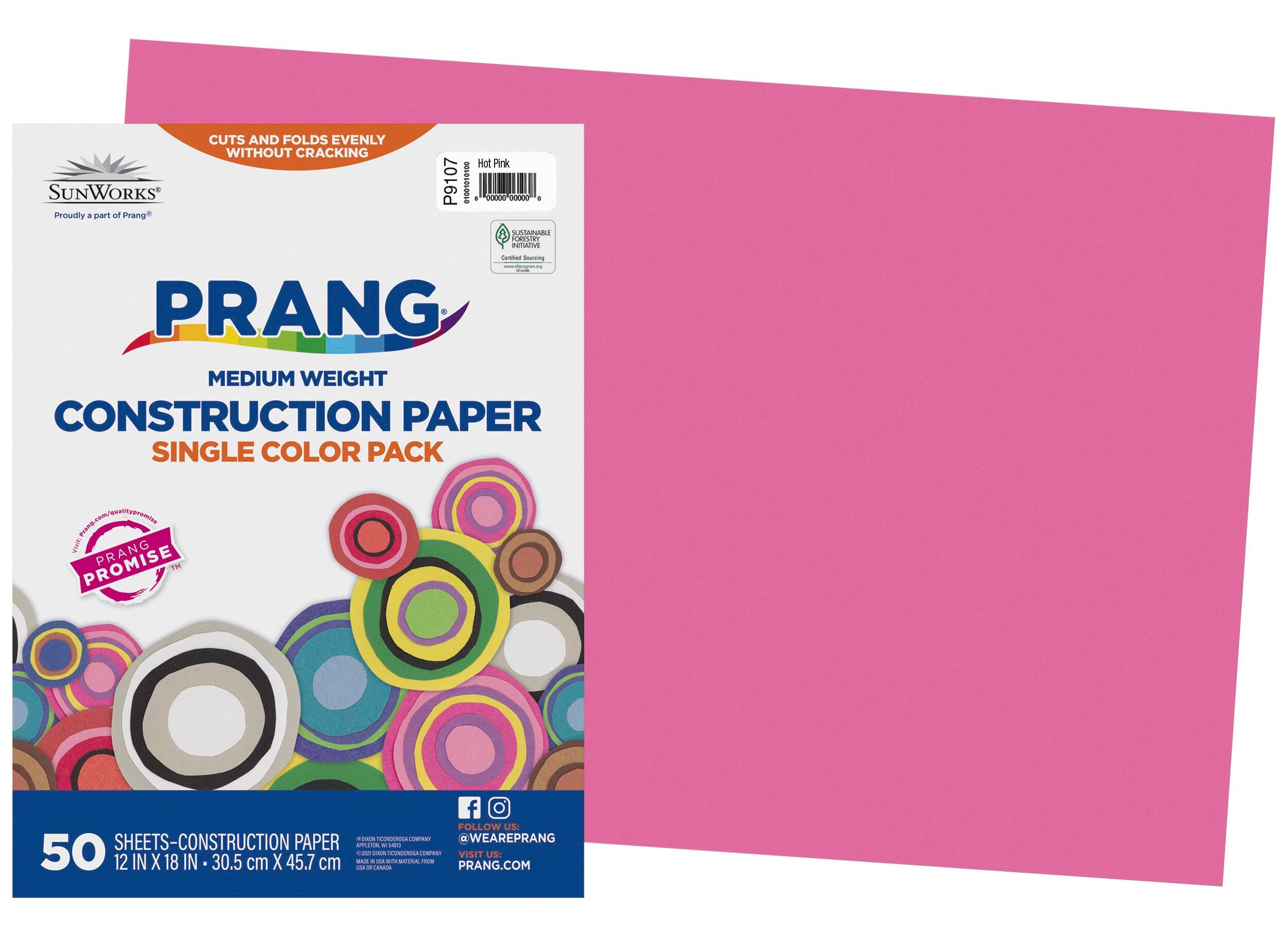 CONST PPR 12X18 HOT PINK PRANG PACK OF  50