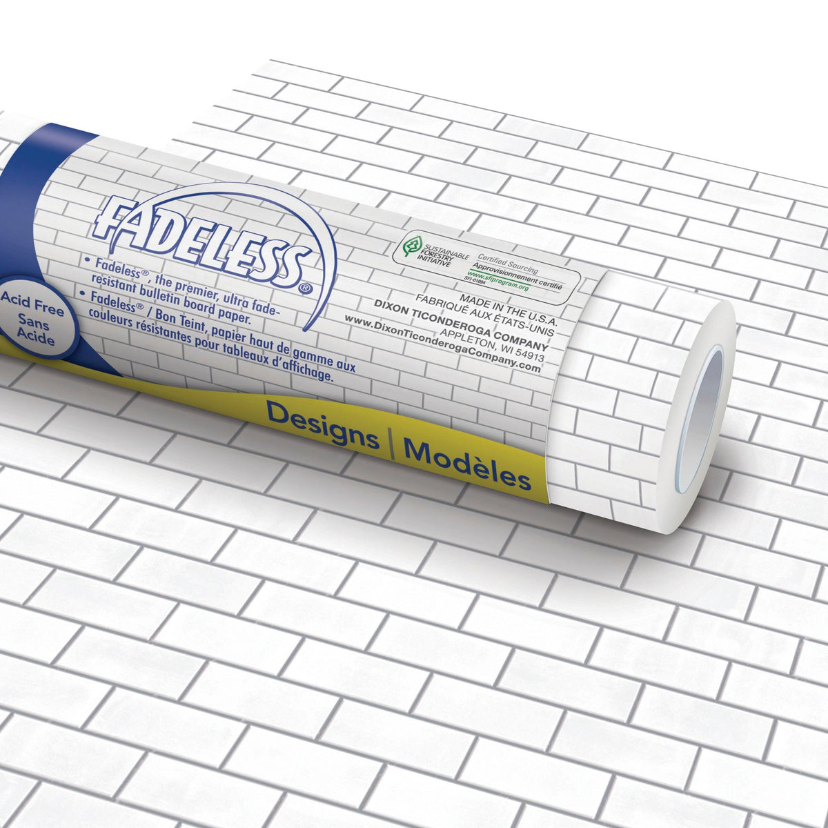 PAPER ROLL FADELESS DESIGNS 48 IN X 12 FT WHT SUB TILE