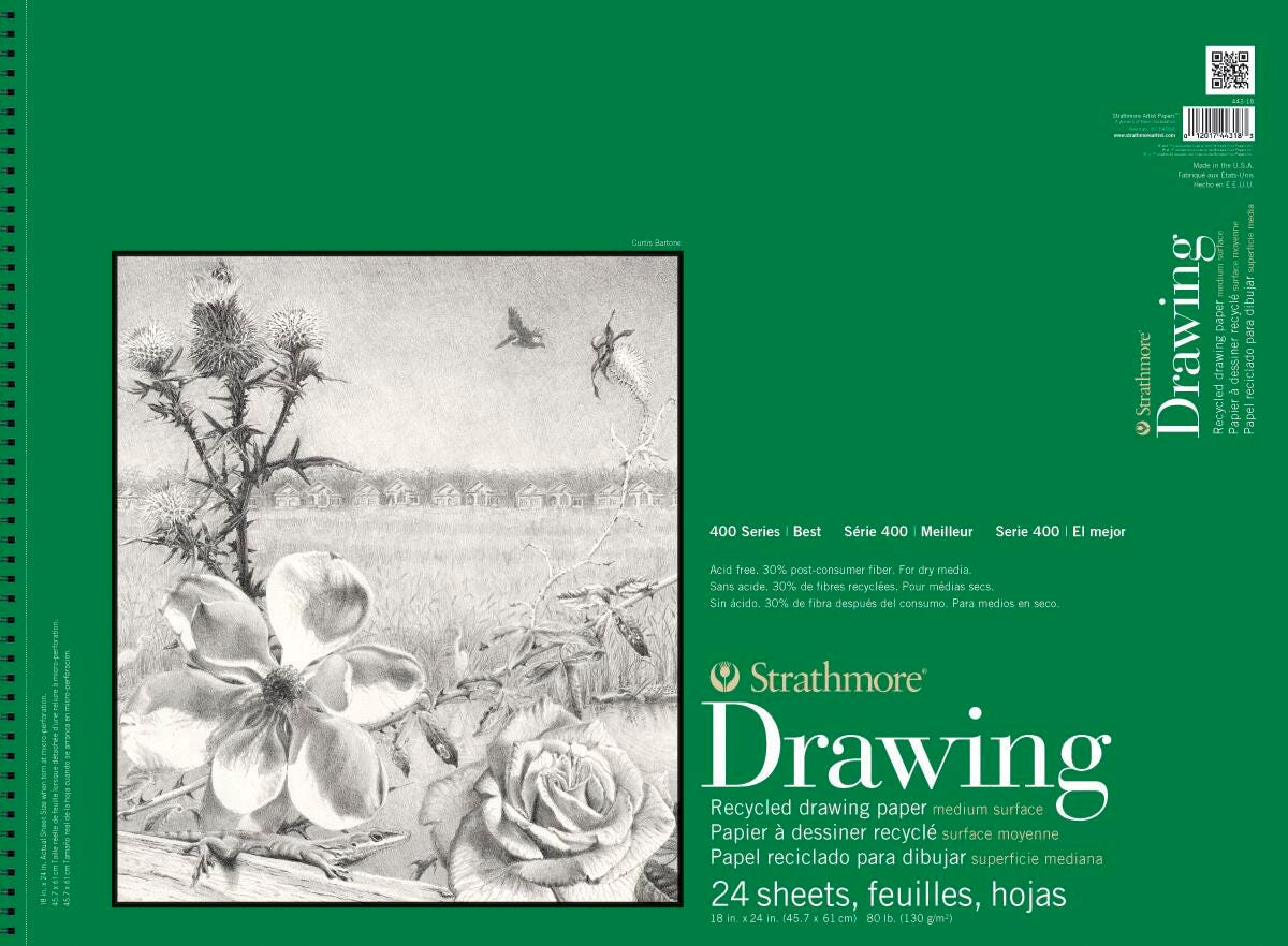 PAD DRAWING RECYCLED 400 SERIES 18X24 IN 80 LB 24 SHTS