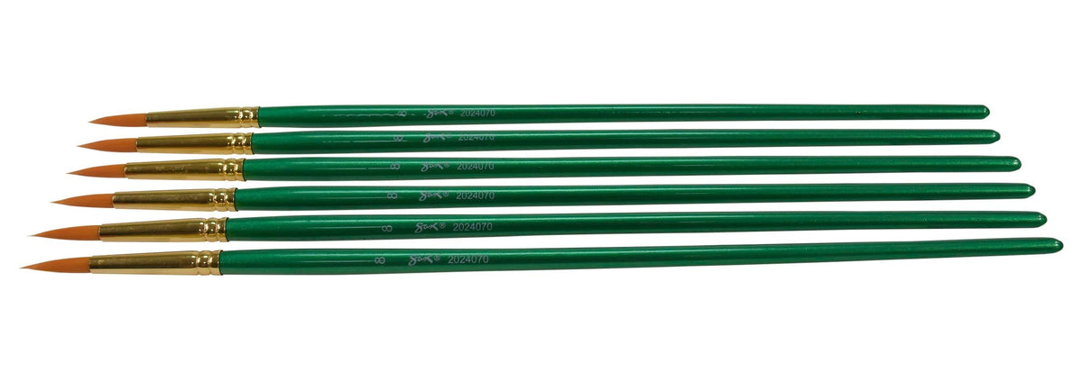 BRUSH OPTIMUM GOLDEN TAKLON LH RND SZ 8 - SAX PACK OF 6