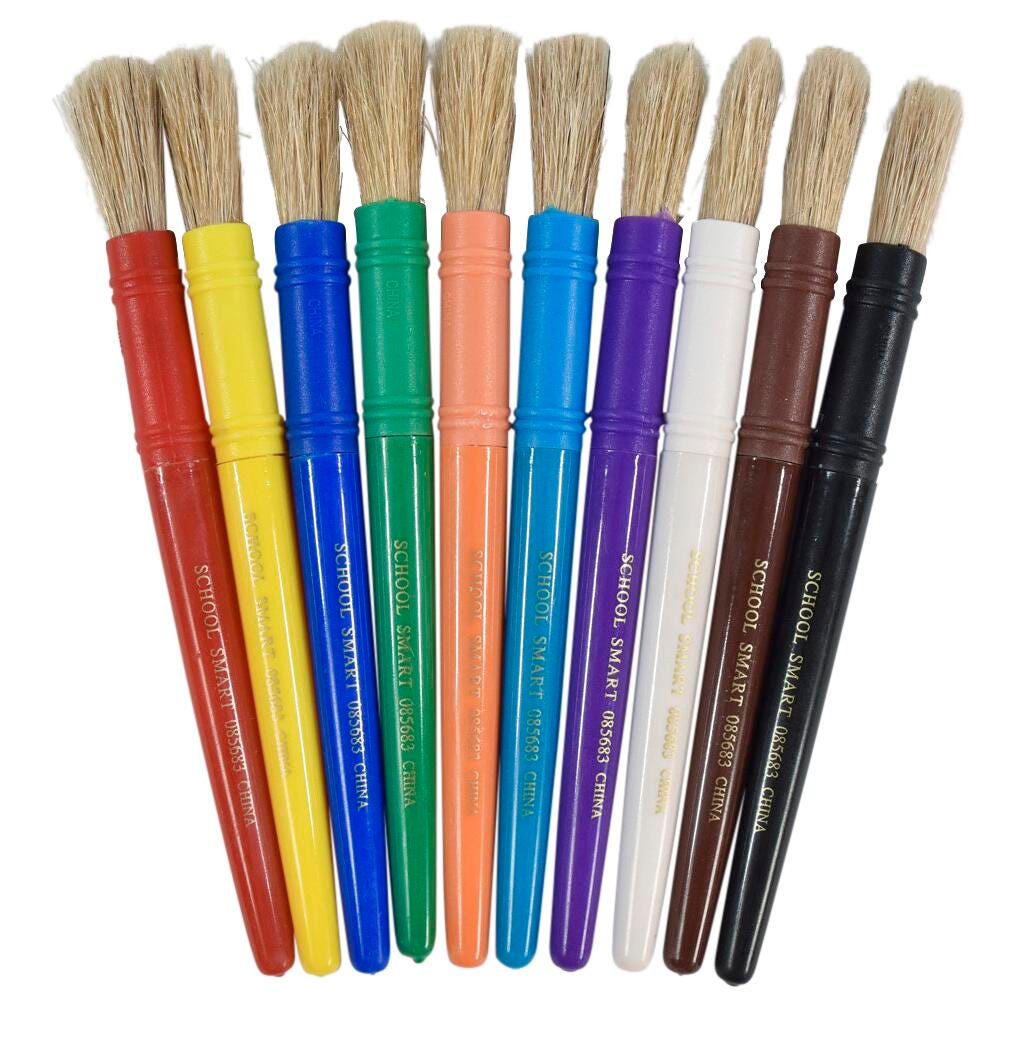 BRUSH PLASTIC BEGINNERS CHUBBY - SCHOOL SMART SET OF 10