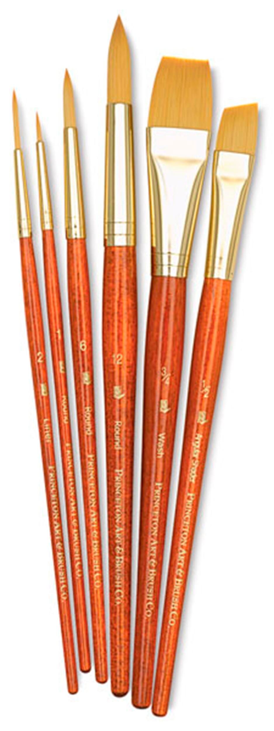 BRUSH PRINCETON GOLDEN TAKLON SHORT HANDLE SET OF 6