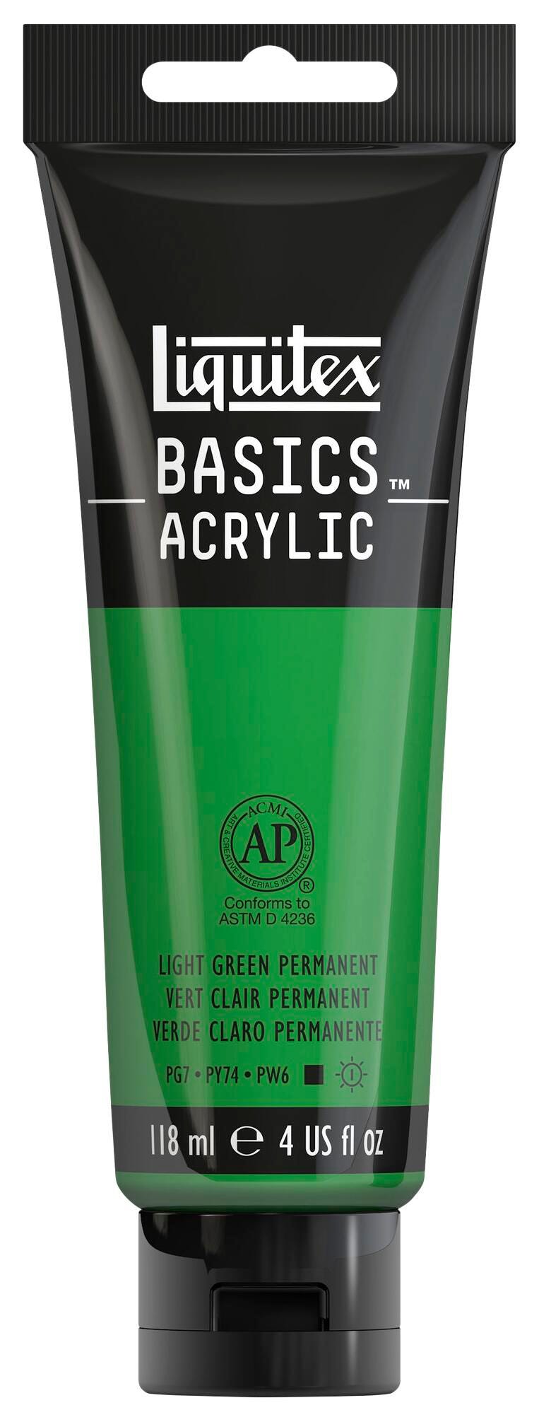 PAINT ACRYLIC  LIQUITEX BASICS GREEN LIGHT PERMANENT 4 OZ