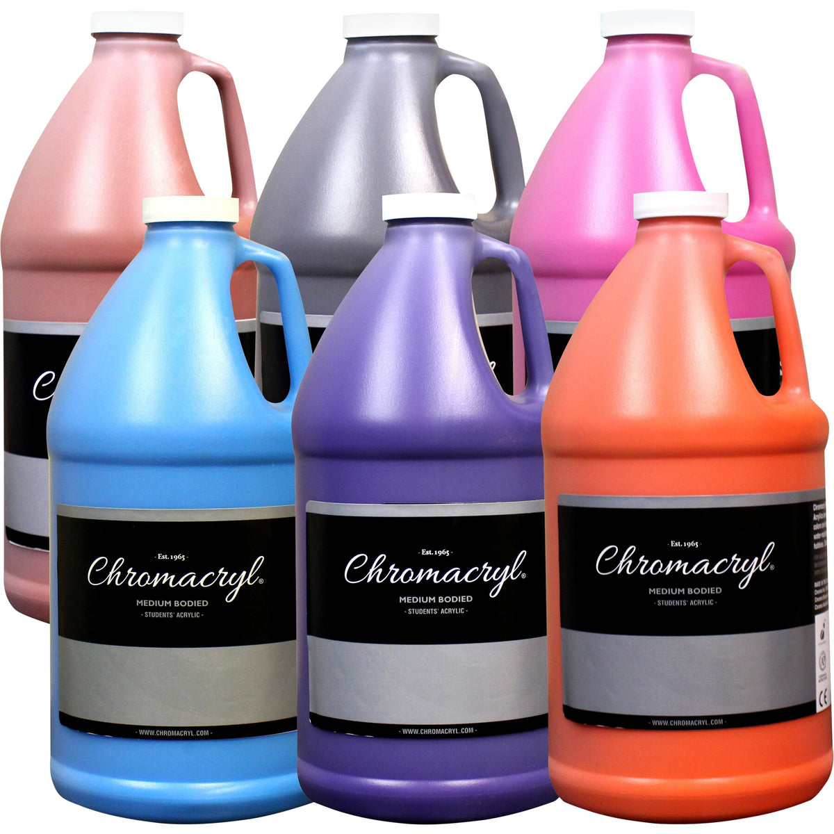 PAINT ACRYLIC STUDENTS CHROMACRYL HALF GALLONS ASST SECONDARY COLORS SET OF 6