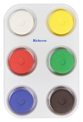 PAINT TEMPERA CAKES RICHESON LARGE ASST PRIMARY MUFFIN TRAY SET OF 6