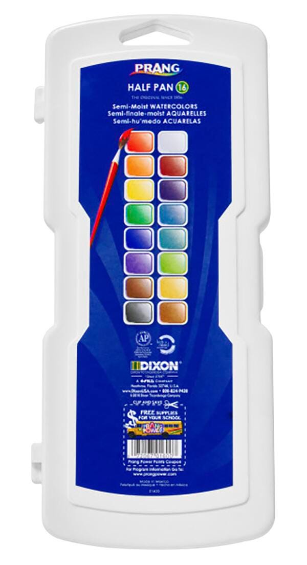 PAINT WATERCOLOR PRANG 16 COLOR HALF PAN W/BRUSH