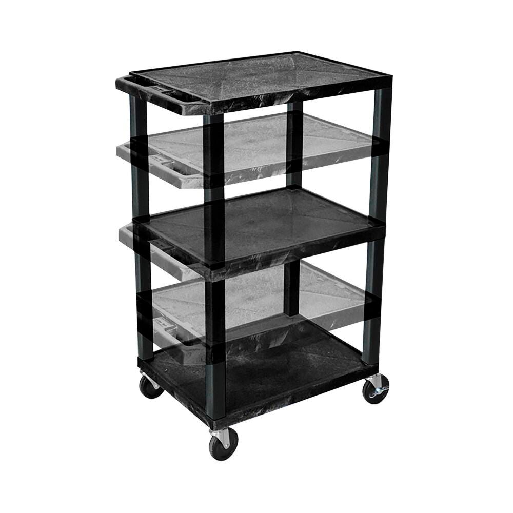 LUXOR MULTI HEIGHT AV CART - 3 SHELVES  - 24 X 18 X 16-42 - BLACK