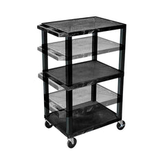 LUXOR MULTI HEIGHT AV CART - 3 SHELVES  - 24 X 18 X 16-42 - BLACK