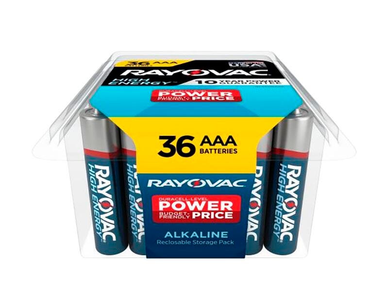 BATTERY - RAYOVAC HIGH ENERGY ALKALINE AAA BATTERY - PACK OF 36