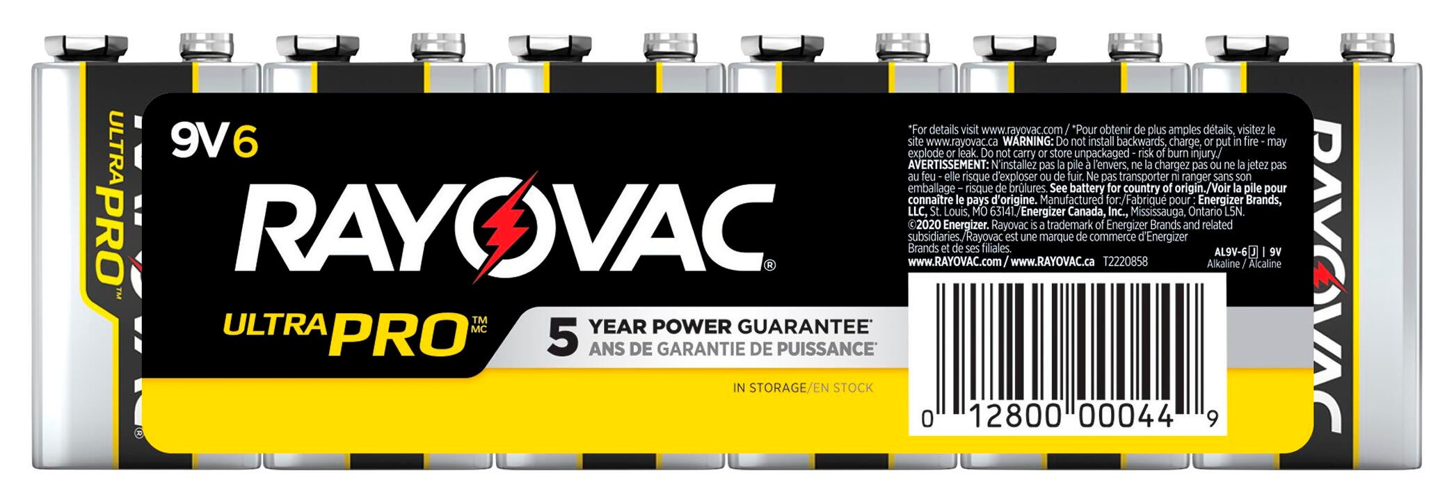 BATTERY - RAYOVAC ULTRA PRO ALKALINE 9V BATTERY - PACK OF 6