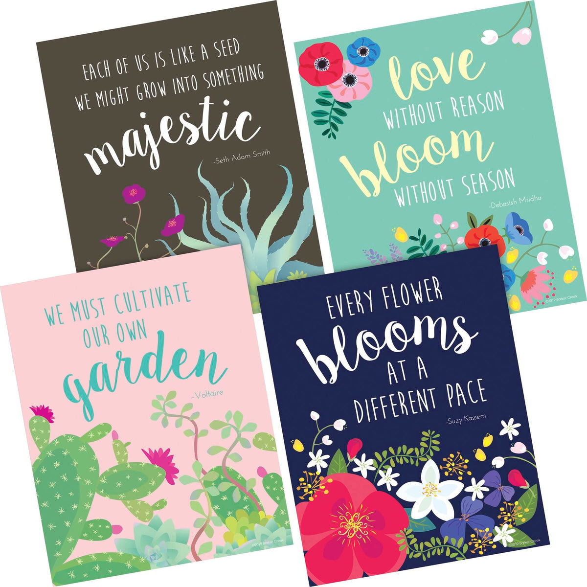 ART PRINT PETALS AND PRICKLES 8X10 IN SET OF 4