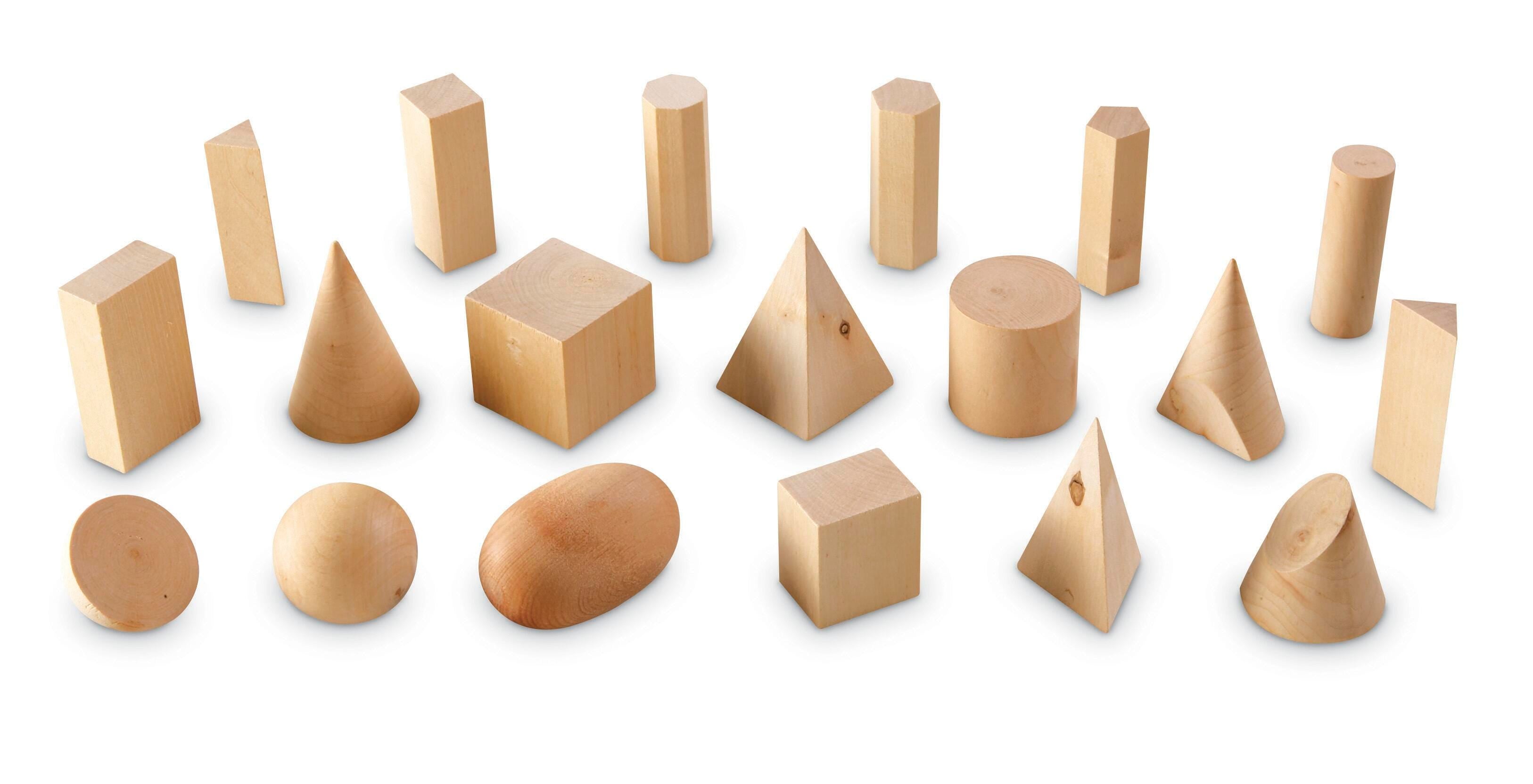 HARDWOOD GEOMETRIC SOLIDS SET OF 19