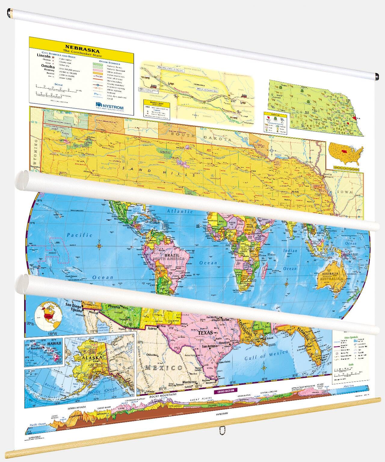 MAP NYSTROM NEBRASKA/  US/WORLD  COMBO
