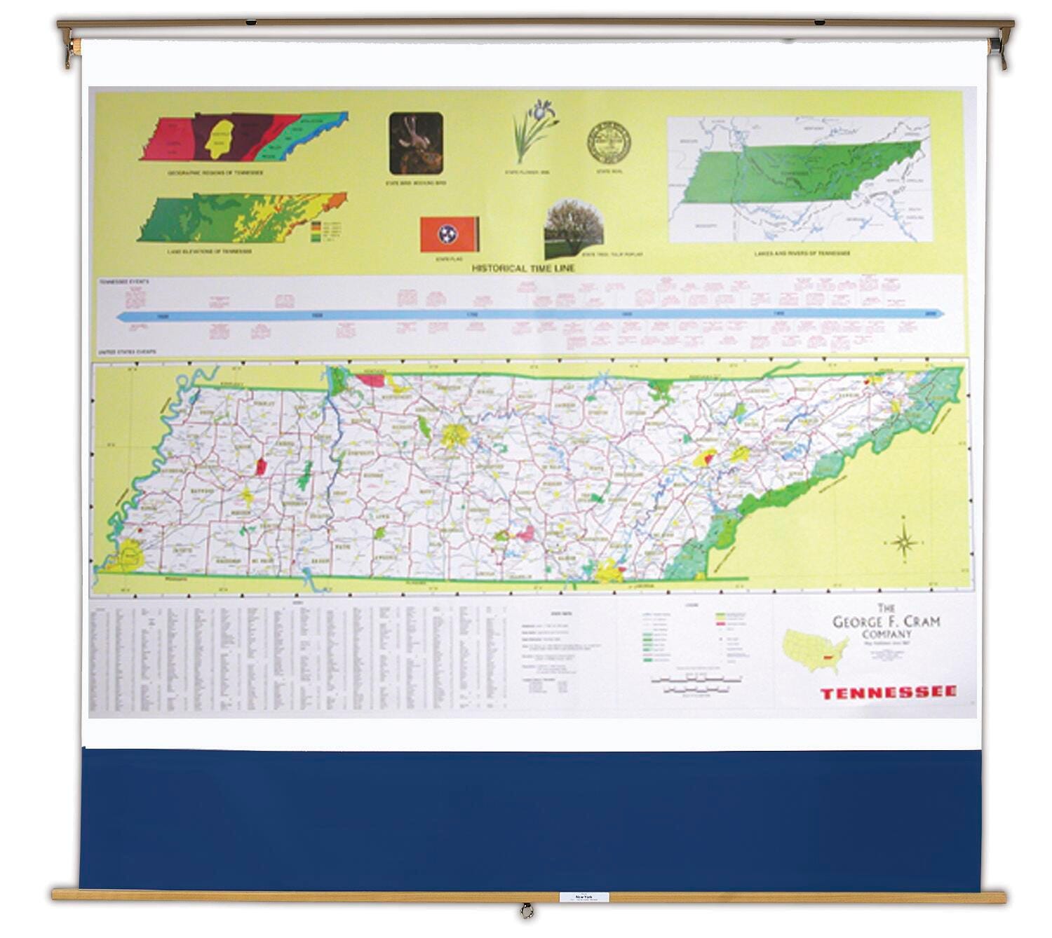 MAP TENNESSEE 68X50 ON ROLLER