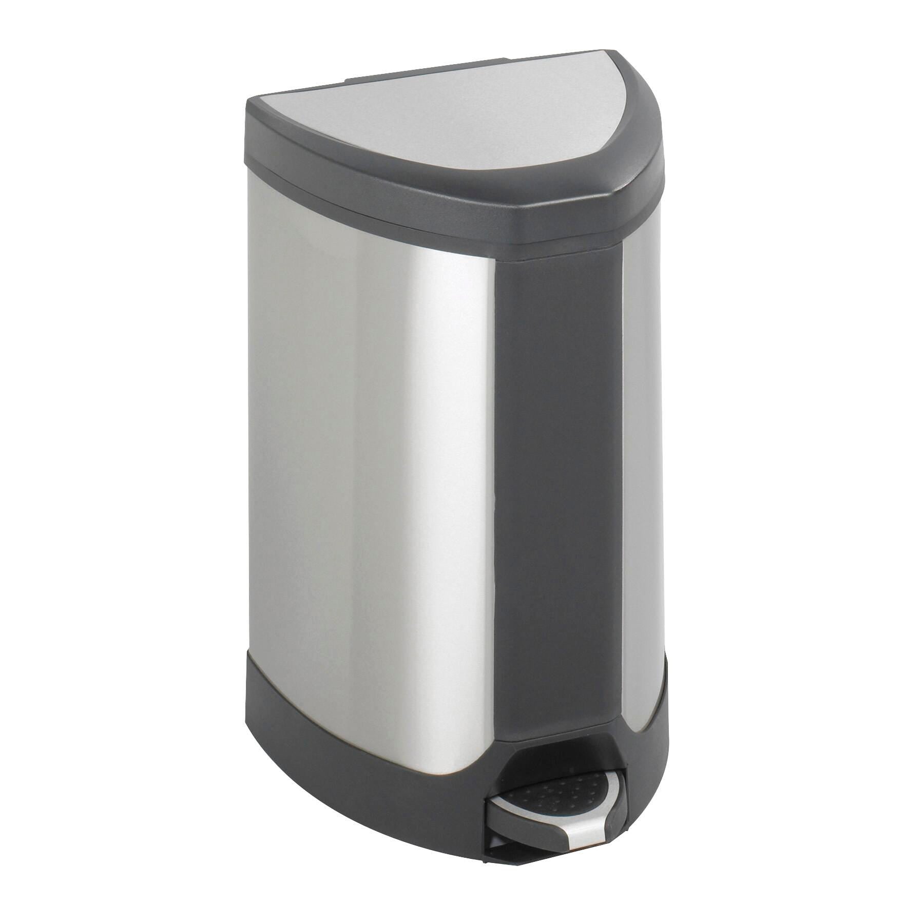 RECEPTACLE - STAINLESS STEEL STEP-ON RECEPTACLE - 7 GALLON CAPACITY - 14-1/2 W X 14 D X 20 H IN - EACH