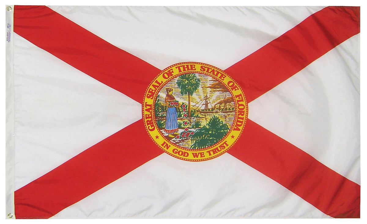 FLAG - ANNIN FLORIDA STATE INDOOR FLAG - COLONIAL NYL-GLO NYLON - 3 X 5 FT