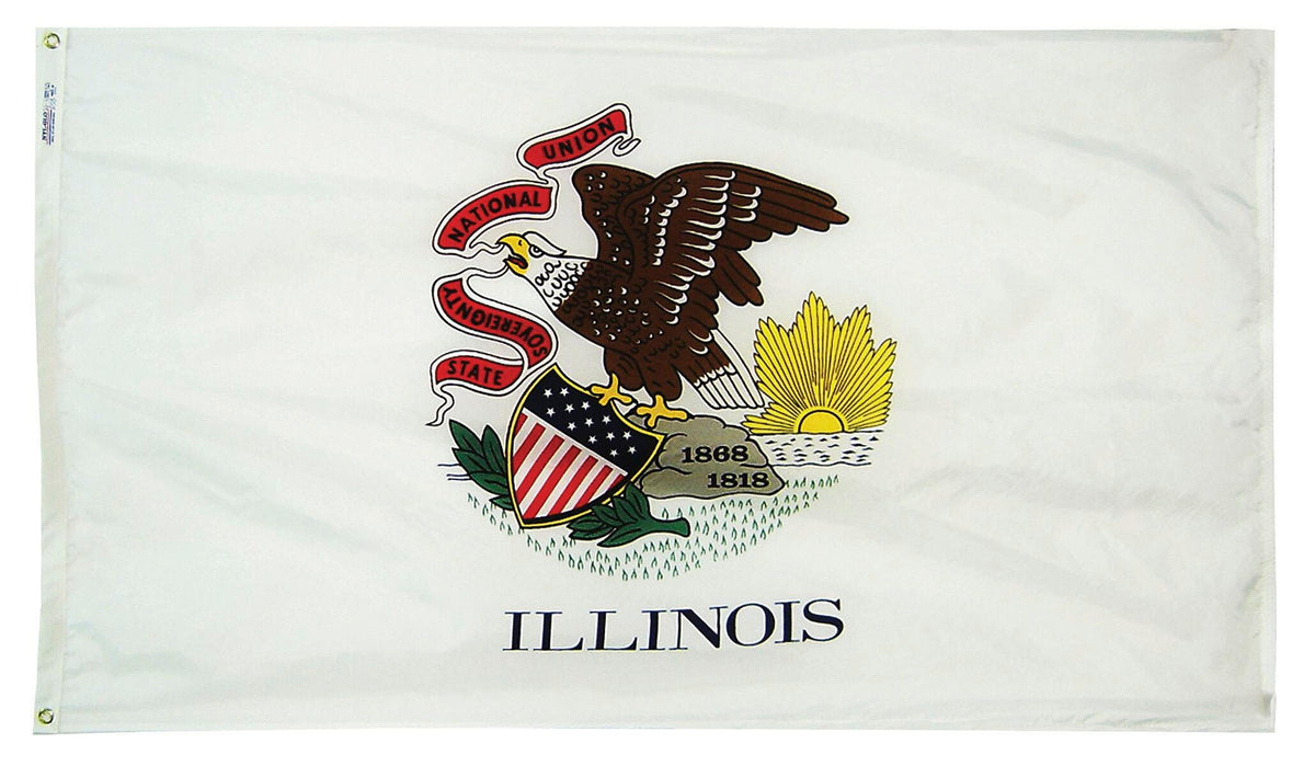 FLAG - ANNIN ILLINOIS STATE INDOOR FLAG - COLONIAL NYL-GLO NYLON - 3 X 5 FT