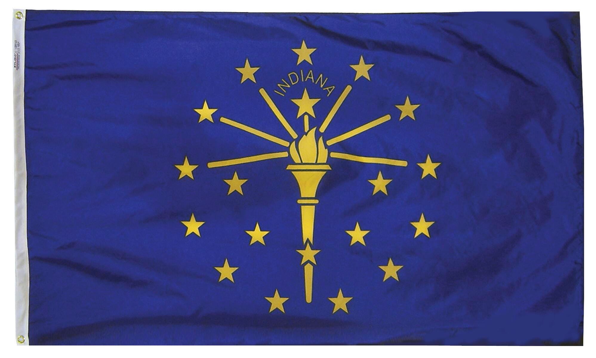 FLAG - ANNIN INDIANA STATE OUTDOOR FLAG - SOLARGUARD NYL-GLO NYLON - 4 X 6 FT