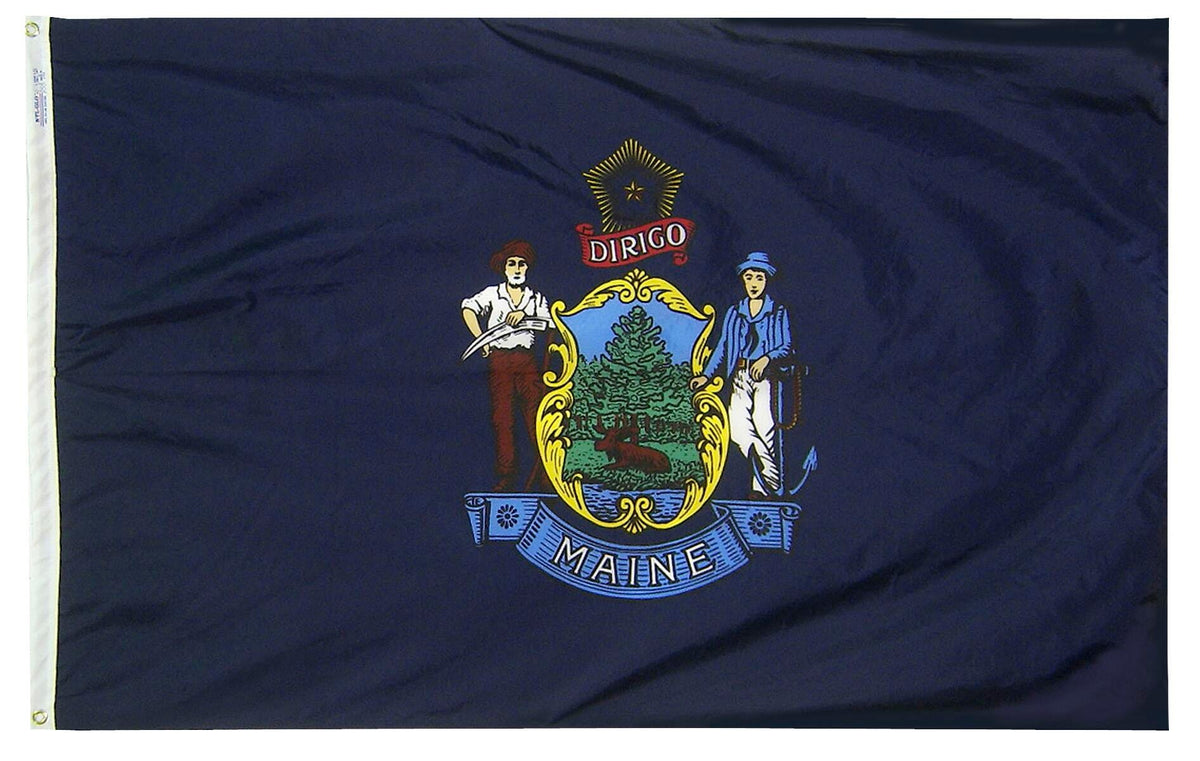 FLAG - ANNIN MAINE STATE INDOOR FLAG - COLONIAL NYL-GLO NYLON - 3 X 5 FT