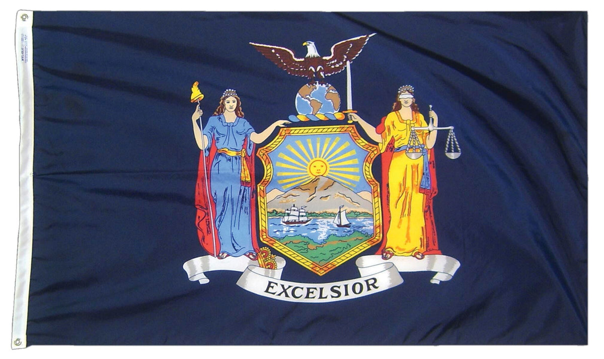 FLAG - ANNIN NEW YORK STATE INDOOR FLAG - COLONIAL NYL-GLO NYLON - 3 X 5 FT
