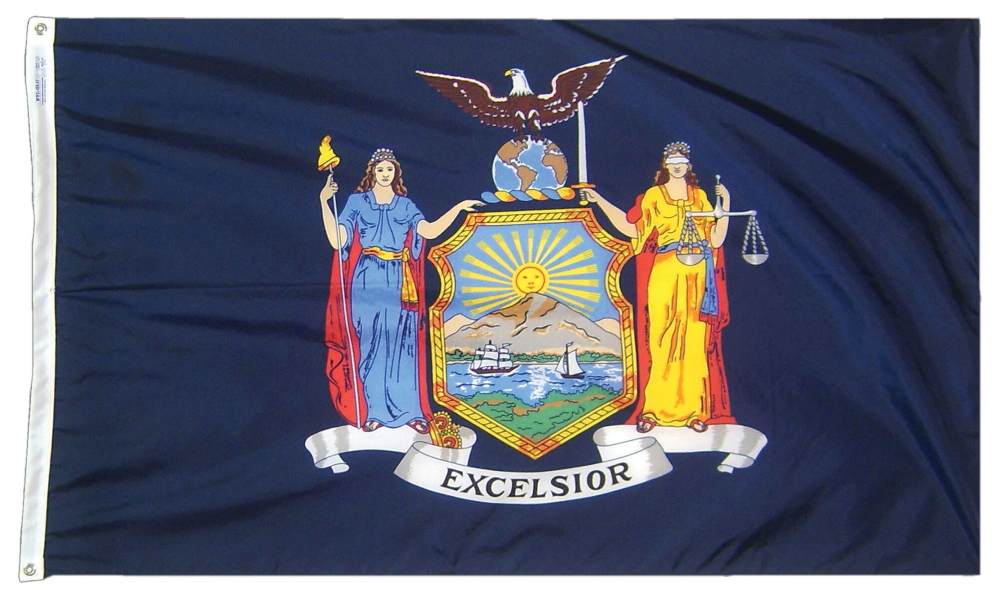 FLAG - ANNIN NEW YORK STATE OUTDOOR FLAG - SOLARGUARD NYL-GLO NYLON - 3 X 5 FT