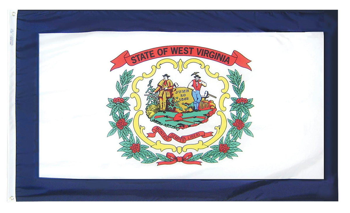 FLAG - ANNIN WEST VIRGINIA STATE INDOOR FLAG - COLONIAL NYL-GLO NYLON - 3 X 5 FT