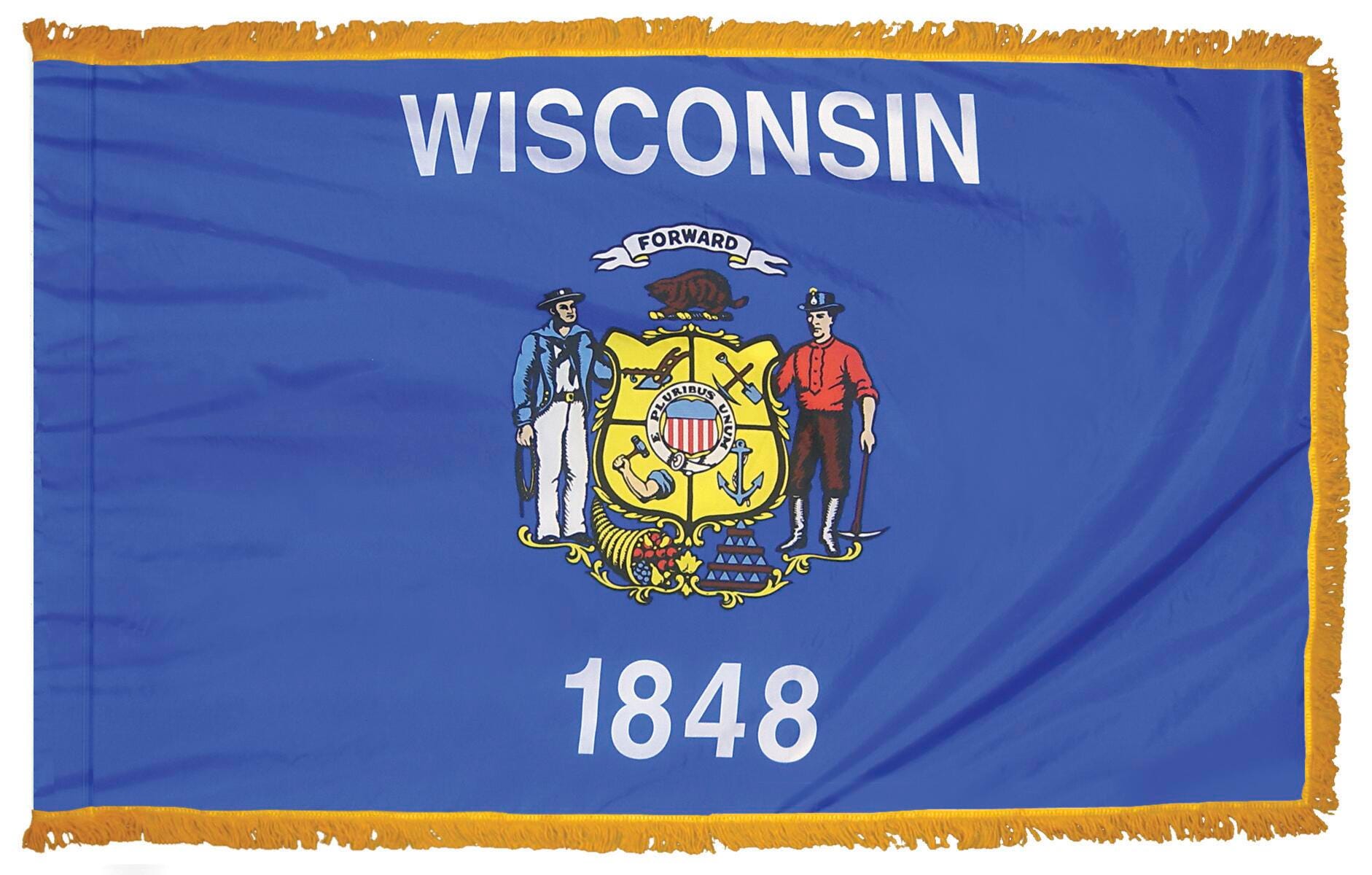 FLAG - ANNIN WISCONSIN STATE INDOOR FLAG - COLONIAL NYL-GLO NYLON - 3 X 5 FT
