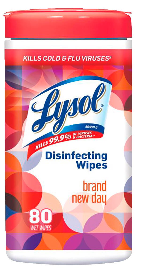 WIPES - LYSOL BRAND NEW DAY DISINFECTING WIPES - MANGO SCENT - 80 WIPES IN A TUB - PACK OF 6
