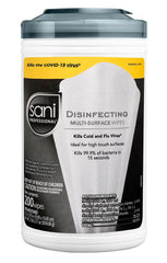 WIPES - RJ SCHINNER - SANI PROFESSIONAL DISINFECTING WIPES - 200 WIPES IN A TUB - UNSCENTED - PACK OF 6
