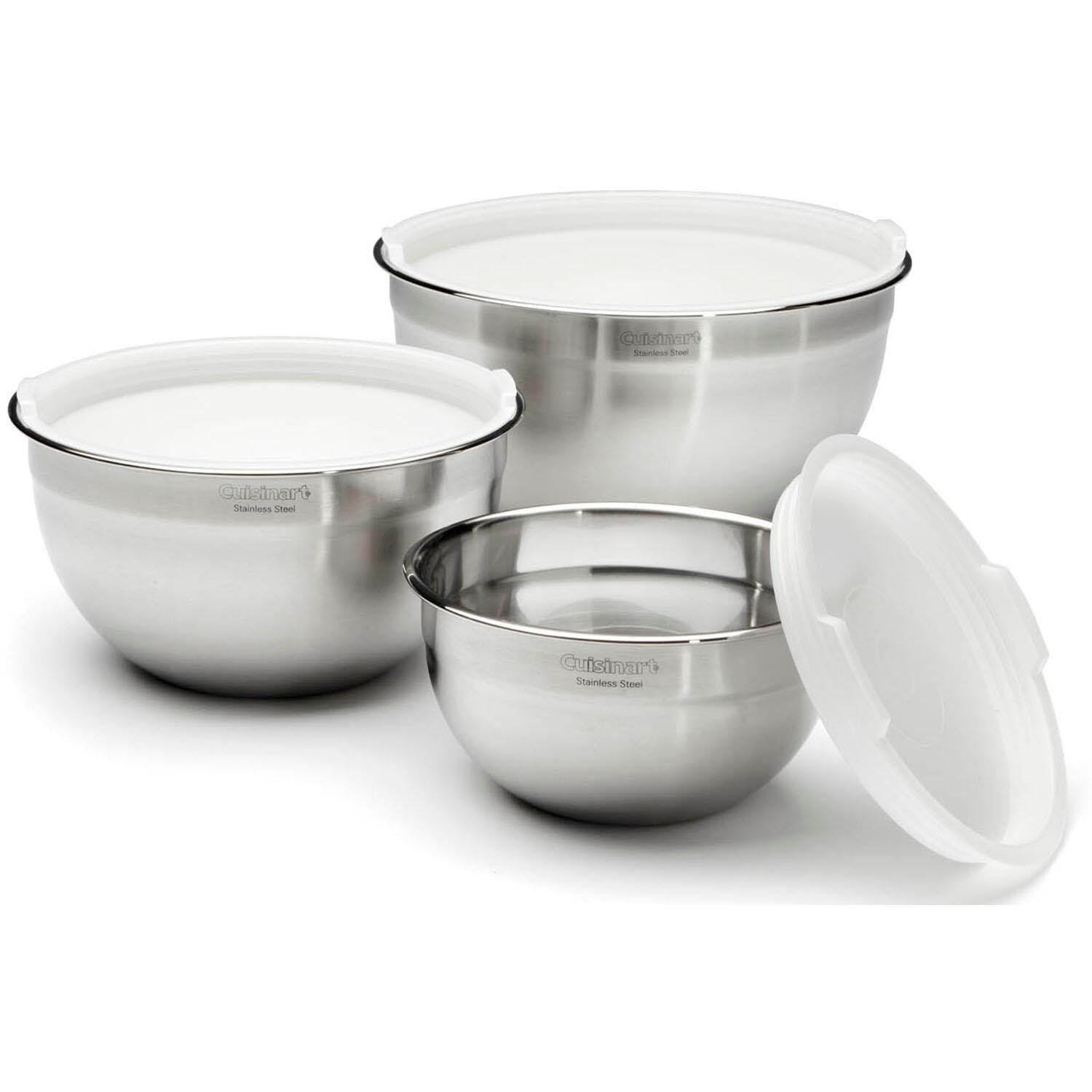 BOWL - CUISINART STAINLESS STEEL MIXING BOWLS WITH LIDS - SET OF 3 BOWLS - EACH