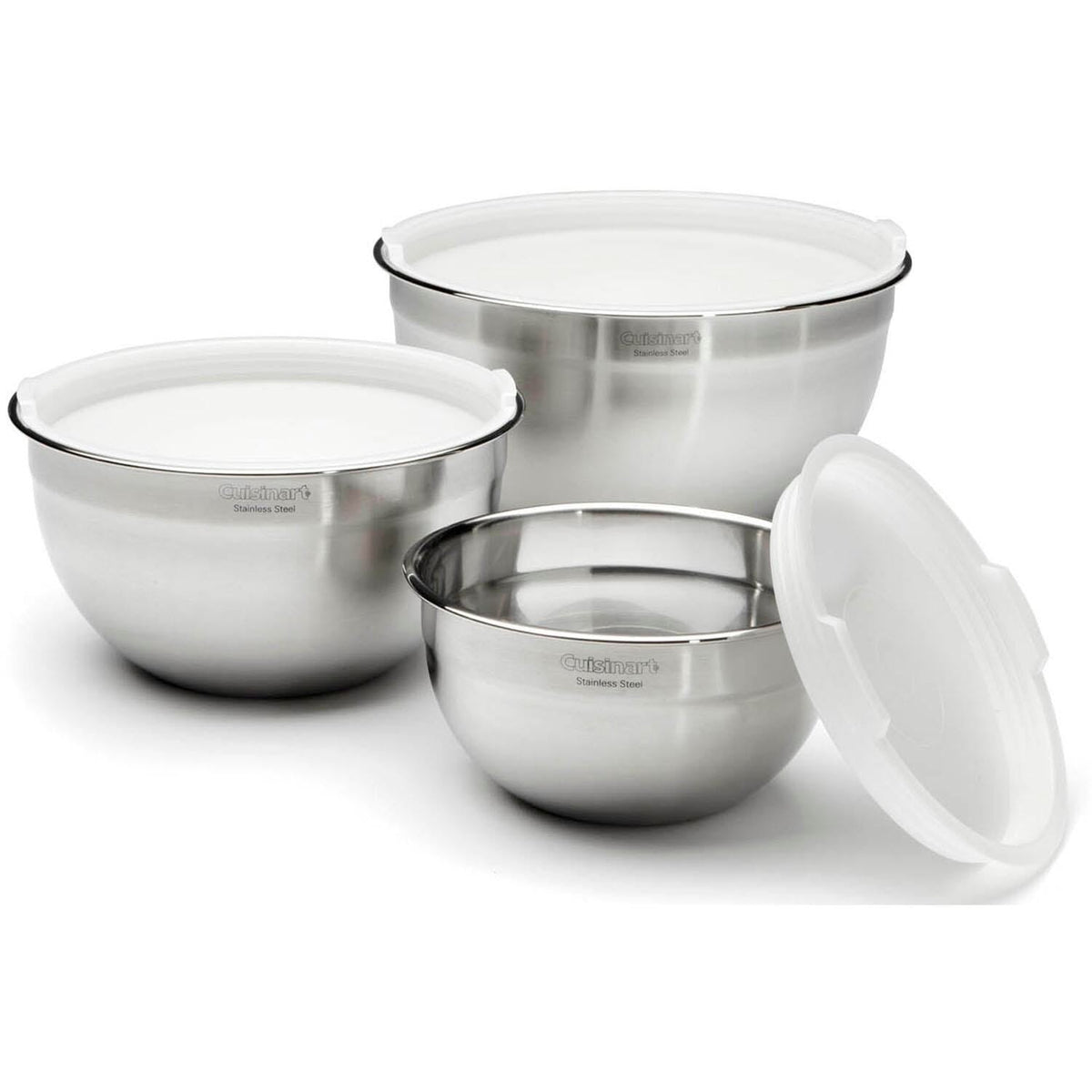 BOWL - CUISINART STAINLESS STEEL MIXING BOWLS WITH LIDS - SET OF 3 BOWLS - EACH