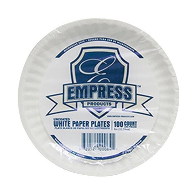 PAPER PLATES - WHITE UNCOATED - 9 INCH - PACK OF 100