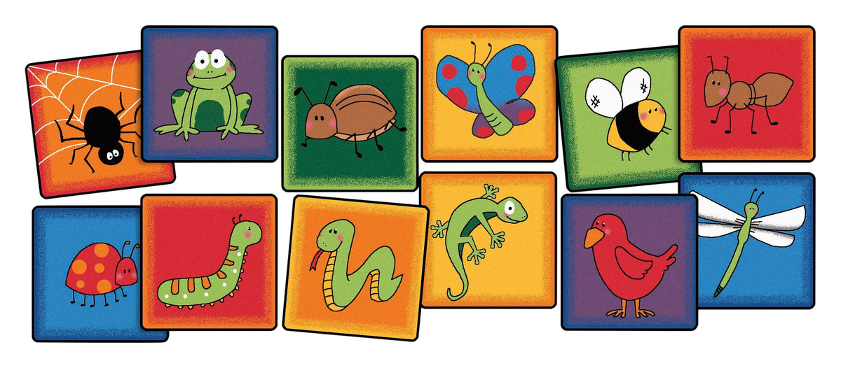 CARPETS FOR KIDS KIDSVALUE PLUS FRIENDLY CRITTERS SEATING - 16-INCH SQUARES - SET OF 12