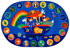 CARPETS FOR KIDS - KIDSVALUE PLUS NOAHS VOYAGE CIRCLETIME - OVAL - 6 FT X 9 FT - SPECIFY CARPET COLOR