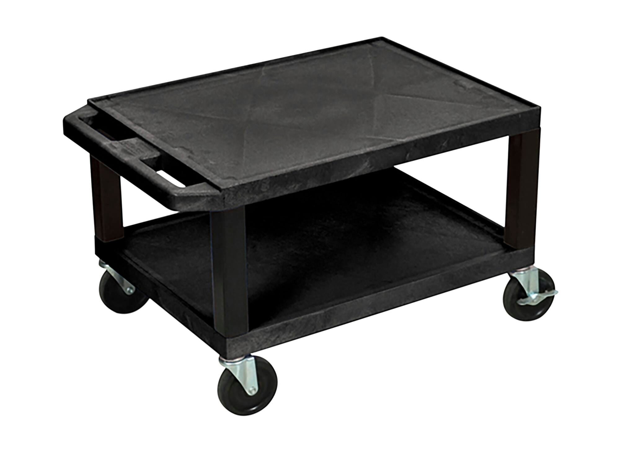 CART - LUXOR  2 SHELF 24X18X16 TUFFY CART WITHOUT POWER - BLACK SHELVES - BLACK LEGS