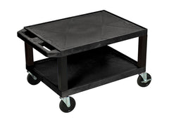 CART - LUXOR  2 SHELF 24X18X16 TUFFY CART WITHOUT POWER - BLACK SHELVES - BLACK LEGS