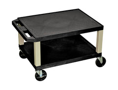CART - LUXOR  2 SHELF 24X18X16 TUFFY CART WITHOUT POWER - BLACK SHELVES - PUTTY LEGS