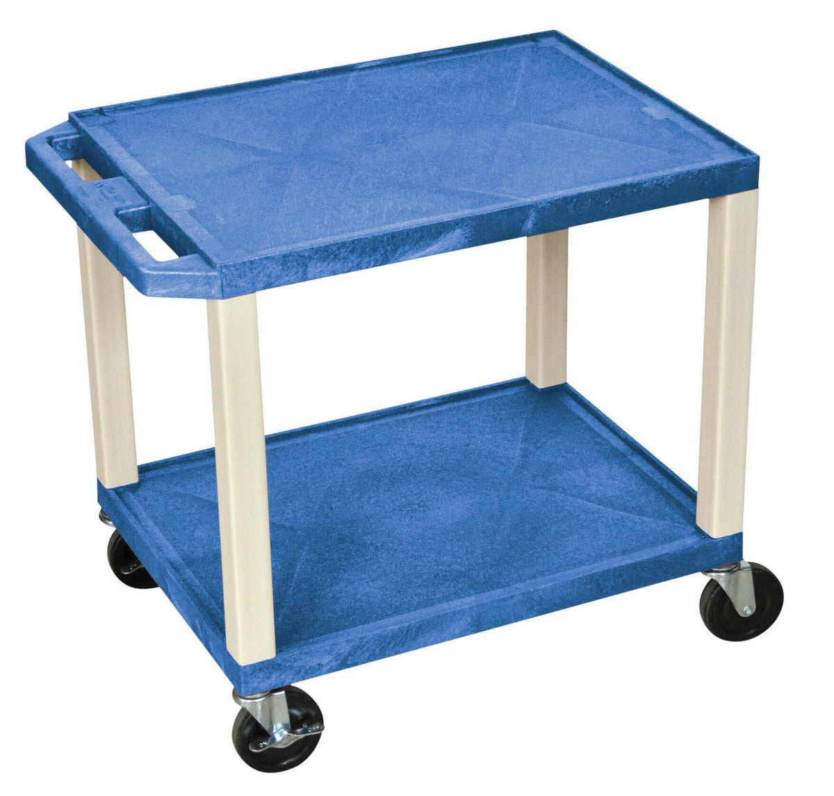 CART - LUXOR  2 SHELF 24X18X24-1/2 TUFFY CART WITHOUT POWER -  BLUE SHELVES - PUTTY LEGS