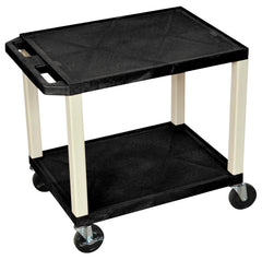 CART - LUXOR  2 SHELF 24X18X24-1/2 TUFFY CART WITHOUT POWER -  GRAY SHELVES - PUTTY LEGS