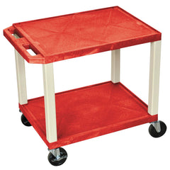 CART - LUXOR  2 SHELF 24X18X24-1/2 TUFFY CART WITHOUT POWER -  RED SHELVES - PUTTY LEGS
