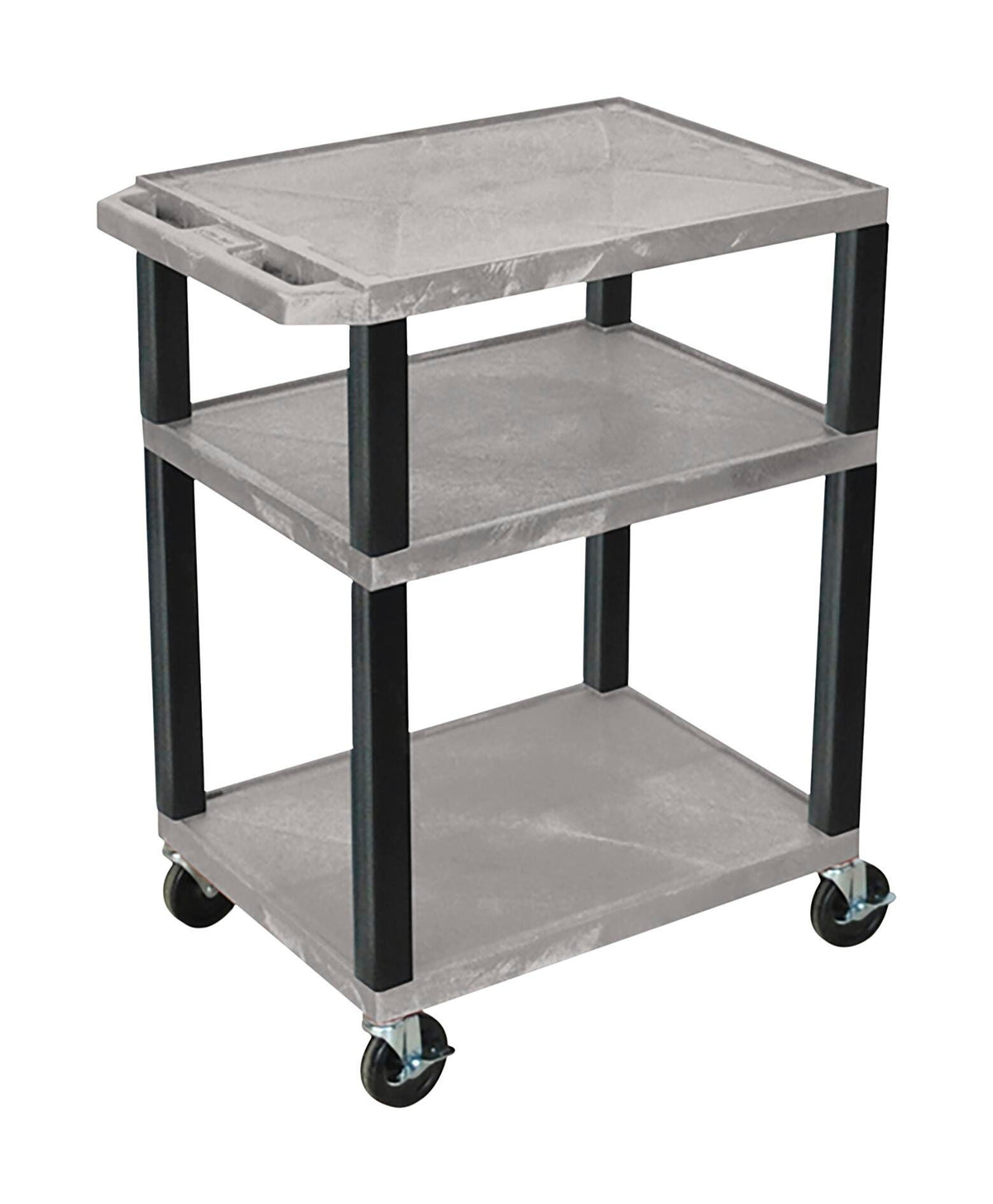 CART - LUXOR  3 SHELF 24X18X34 TUFFY CART WITH POWER -  GRAY SHELVES - BLACK LEGS