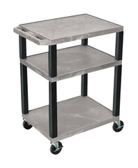 CART - LUXOR  3 SHELF 24X18X34 TUFFY CART WITH POWER -  GRAY SHELVES - BLACK LEGS