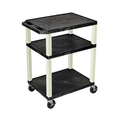 CART - LUXOR  3 SHELF 24X18X34 TUFFY CART WITHOUT POWER -  BLACK SHELVES - PUTTY LEGS